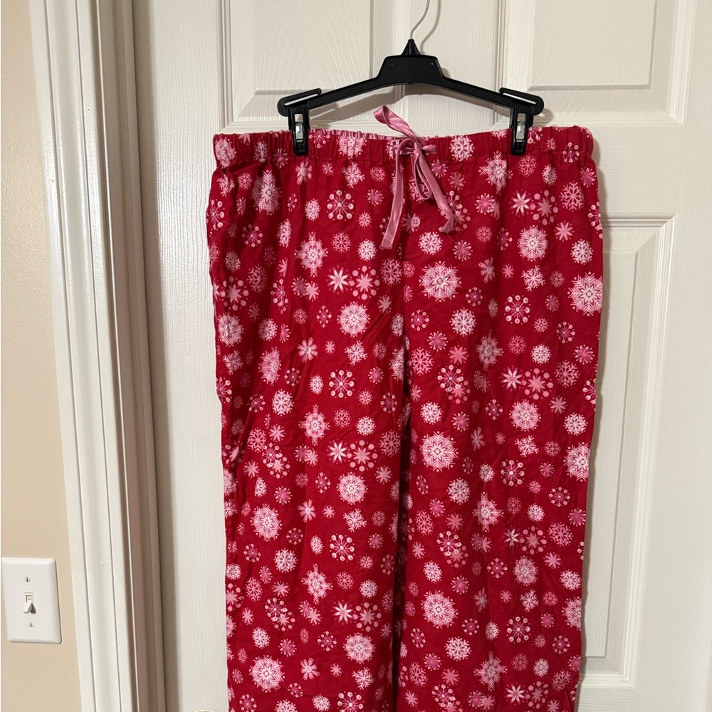 Adonna Red Pajama Pants with White Snowflake Pattern